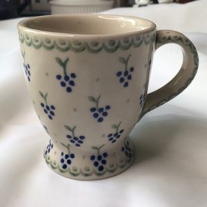 Boleslawiec mug white blue footed made in Poland